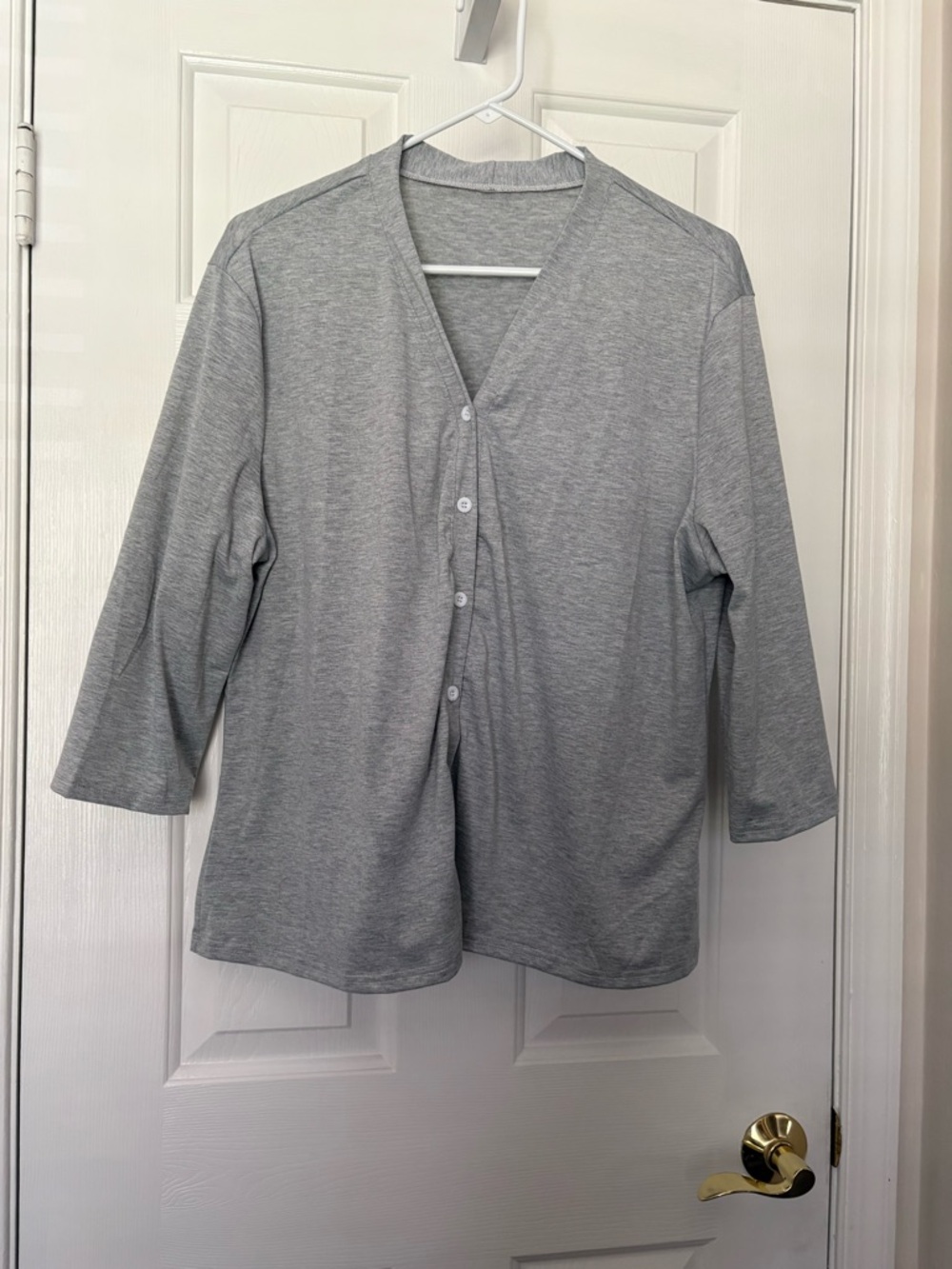 Light Gray Button-Front Knit Cardigan